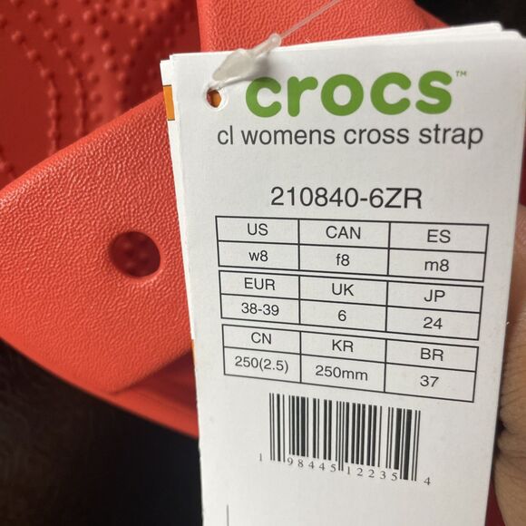 Crocs Women's Cross Strap Sandals Size 8 Cherry Red - Picture 6 of 6